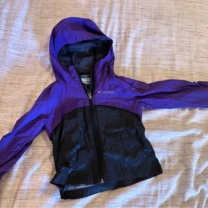 Columbia rain jacket wind breaker girls size XXS 4-5 purple and black